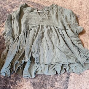 Altar'd State Green Raw Hem Top
